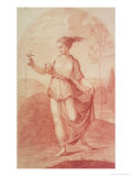 A Young Woman Walking Bare-Footed in a Landscape