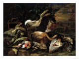 Buy Still Life with a Hare, Song Birds and a Bird Net with a Spaniel Beyond at AllPosters.com