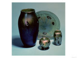 Tiffany Favrile Plate and Vases, New York, circa 1890 (Glass)