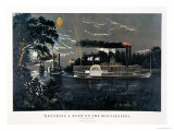Rl 27835 Rounding a Bend on the Mississippi Steamboat Queen of the West