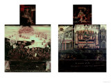 Diptych of the Arrival of Queen Elizabeth I (1530-1603)At Tilbury, the Defeat of the Spanish Armada