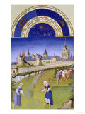 June: Haymaking, by the Limbourg Brothers (Facsimile Manuscript) Giclee Print
