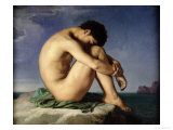 Buy Naked Young Man Sitting by the Sea, 1836 at AllPosters.com