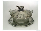 Butter Dish with a Frosted Glass Base (Silver and Frosted Glass)