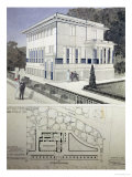 Villa Wagner, Vienna, Design Showing the Exterior of the House, Built of Steel and Concrete 1913