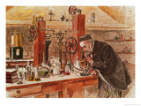 Louis Pasteur Experimenting for the Cure of Hydrophobia in His Laboratory, c. 1885, Pub. c. 1895