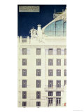 Post Office Savings Bank, Vienna, Design Showing Detail of the Facade, c. 1904-06 (Coloured Pencil)