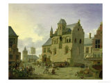 Buy Town Square with Figures and Peasants Trading in a Market Place at AllPosters.com