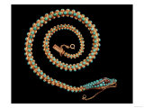 English Gold Snake Necklace, with Pave Set Diamonds, Garnets and Turquoises, 1844