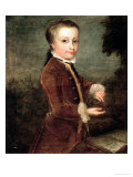 Portrait of Wolfgang Amadeus Mozart (1756-91) Aged Eight, Holding a Bird