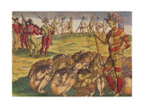 Buy Capture of the Aztecs by the Spanish Colonists, Book Illustration, circa 1550 at AllPosters.com