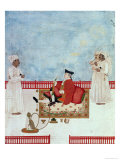 Buy A European Seated on a Terrace with Attendants, circa 1760-63 (Indian Miniature) at AllPosters.com