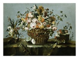 Buy Flowers in a Basket and Flowers, a Sprig of Cherries at AllPosters.com