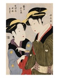 Double Half-Length Portrait of Moto, a Maidservant of the Yoshidaya and the Geisha Mizue