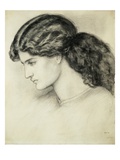 Portrait Sketch of a Ladies Head by Dante Gabriel Rossetti