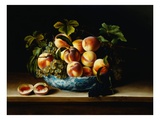 Still Life of Peaches and Grapes in a Chinese Porcelain Bowl