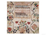 Buy Silk on Linen Needlework Sampler, 19th Century at AllPosters.com
