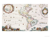 Hand-Coloured Engraved Map of the Americas, circa 1696