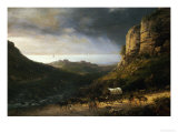 Buy A Wagon on a Path in a Rocky River Landscape at AllPosters.com