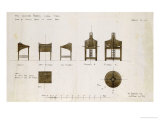 Designs for Writing Desks Shown in Front and Side Elevation, 1909, for the Ingram Street Tea Rooms