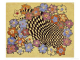 Floral and Chequered Fabric Design, circa 1916