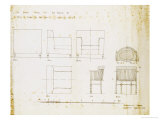 Designs for an Upholstered Chair and a Spindle Chair Shown in Elevation and Plans, 1909