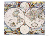 Wall-Map of the World on 4 Sheets, circa 1696