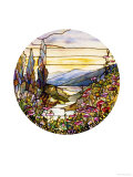 Buy Fine Leaded Glass Window Enamelled Sunset with Mountains, circa 1900 at AllPosters.com