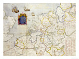 Buy Watercolour Map on Vellum of Northern Europe, 1624 at AllPosters.com