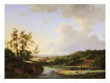 Buy An Extensive Landscape with Figures and Cattle by a River, a Town Beyond, 1845 at AllPosters.com