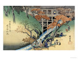 Red Maple Leaves at Tsuten Bridge from the Series "Famous Places of Kyoto"