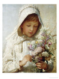 Buy The Month of September, a Young Girl in White, Holding a Bunch of Flowers at AllPosters.com