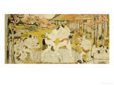 Buy A Triptych of a Wrestling Bout at a Daimyo Mansion at AllPosters.com