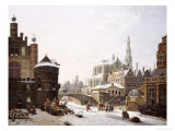 Buy A Capriccio View of a Town with Figures on a Frozen Canal at AllPosters.com
