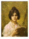 Buy Young Woman Holding a Book at AllPosters.com