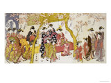 Three Groups of Courtesans with Their Shinzo and Kamuro