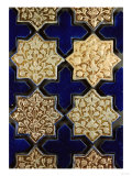 A Panel of Kashan Lustre Stellar and Cobalt Cruciform Tiles, 13th Century