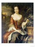 Portrait of Queen Mary II, Wearing a Blue and Red Dress and Holding a Sprig of Orange Blossom