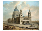 View of St. Paul's Cathedral with Figures in the Foreground, English School circa 1725