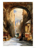 Buy Venice: an Edicola Beneath an Archway, with Santa Maria Della Salute in the Distance, 1853 at AllPosters.com
