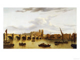 Buy A View of Westminster Bridge, Westminster Abbey and St. George's Hall with Boats on the Thames at AllPosters.com