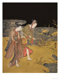 Buy A Young Couple Catching Fireflies at Night on the Banks of a River at AllPosters.com