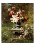 Buy Peonies in an Urn in a Garden at AllPosters.com