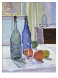 Blue and Green Bottles and Oranges