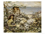 Buy Two Girls Among Blossom, Brighouse Bay, 1915 at AllPosters.com