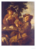 Buy Two Peasant Boys Playing Cards at a Table in a Landscape at AllPosters.com