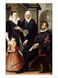 Buy Knight of Malta, Wearing Black Costume, His Wife, in a Black Dress, His Daughter in a Red Dress at AllPosters.com