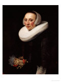 Buy Portrait of a Lady, Standing Three-Quarter Length, in a Black Embroidered Dress at AllPosters.com