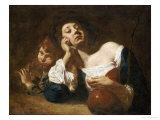 Buy A Shepherdess with a Gourd and a Peasant Boy Playing Pipes at AllPosters.com