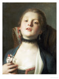 Buy A Girl Wearing Pearl Drop Earrings and a Black Lace Choker at AllPosters.com